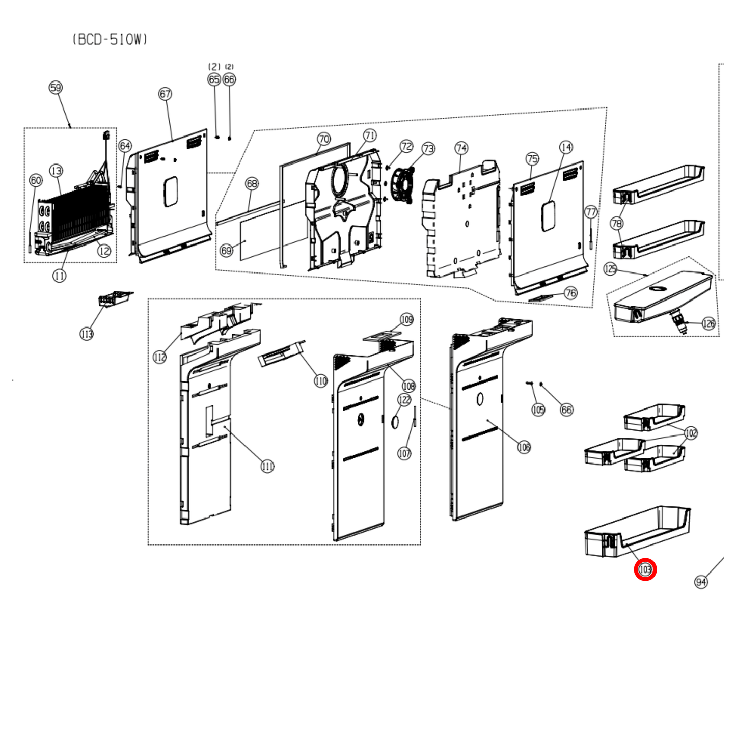 K2003133 Hisense Fridge Door Middle And Lower Shelf