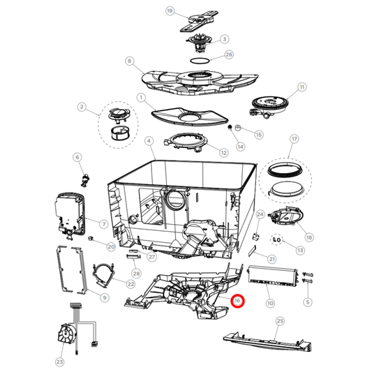 524428 Fisher & Paykel Dishwasher Cover Tub Base 608