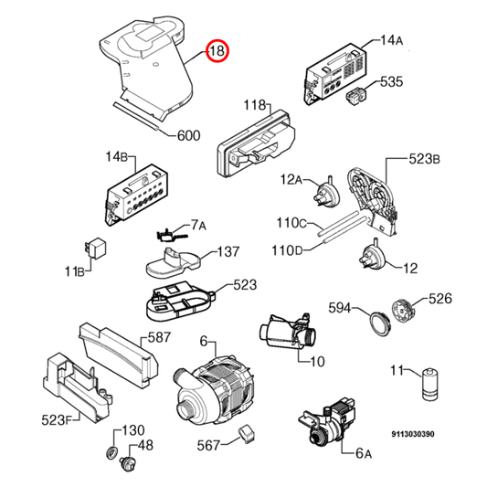 1115751115 AEG, Electrolux Dishwasher Ventilator - 0026400003
