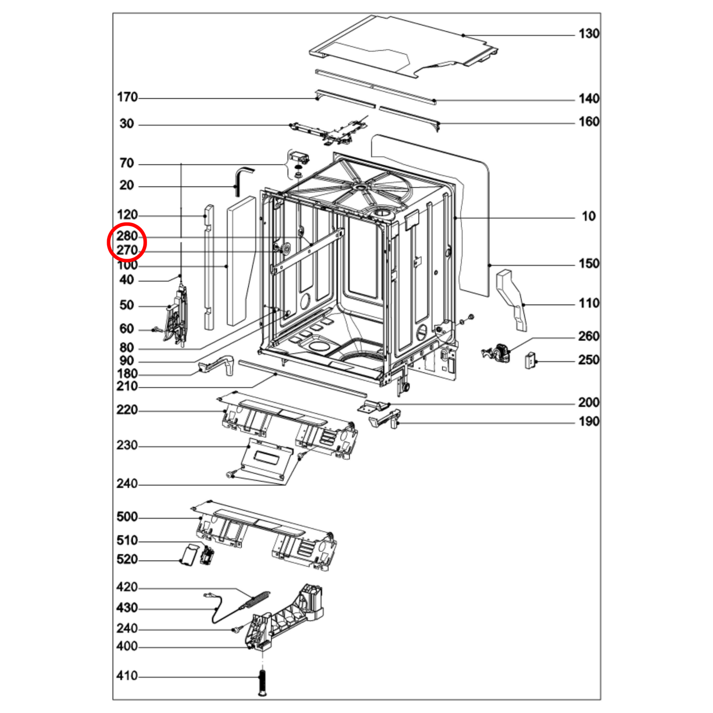 10802881 Miele Dishwasher Basket Guide Right Hand - 9583531