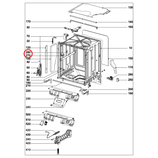10802881 Miele Dishwasher Basket Guide Right Hand - 9583531
