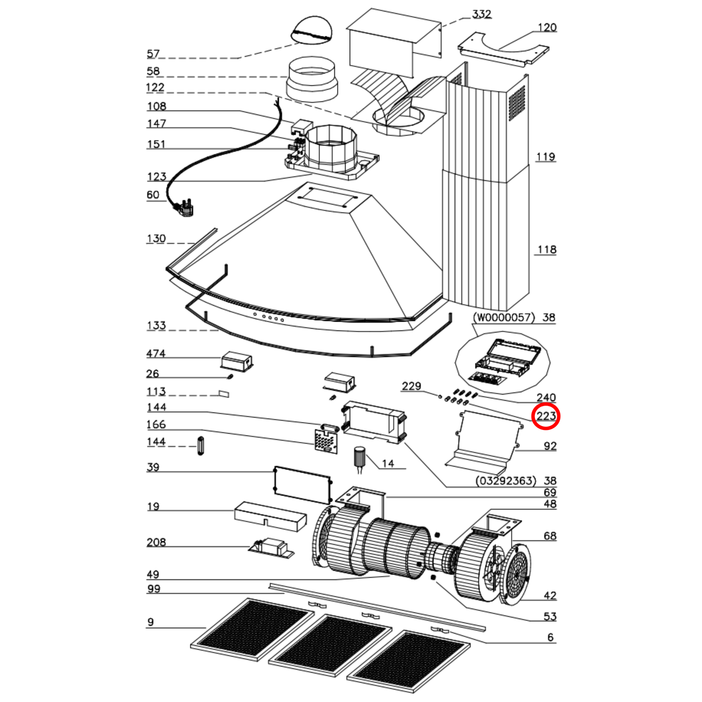 03200351 Smeg Rangehood Silver Push Button