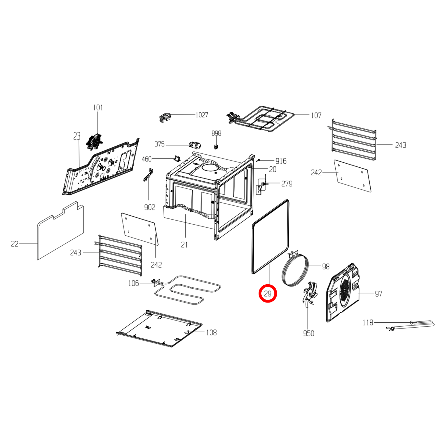 255440127 Euromaid Oven Door Seal