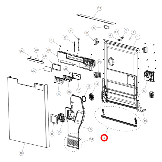 H0120808782 Fisher & Paykel Dishwasher Bottom Door Seal Strip
