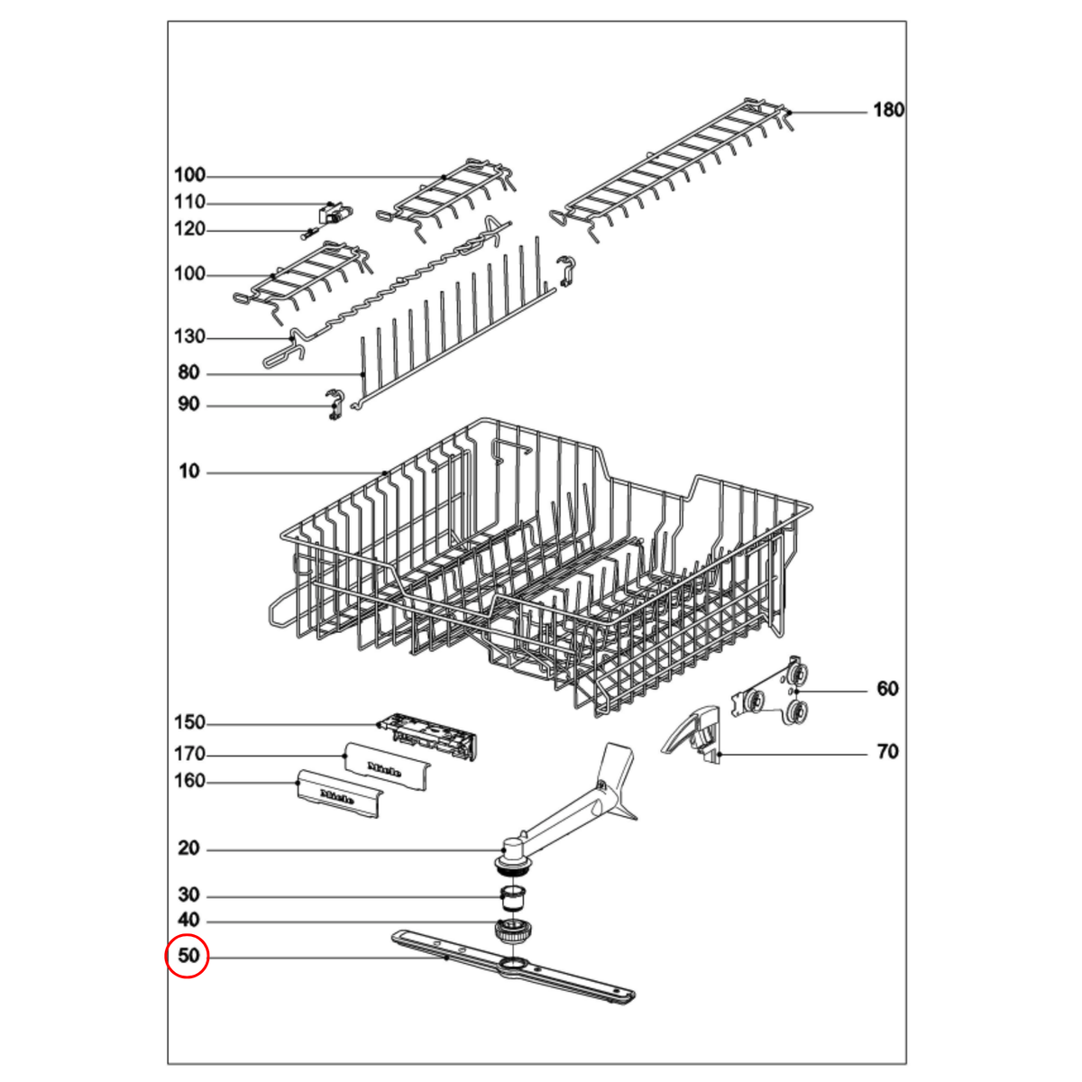 9892580 Miele Dishwasher Middle Spray Arm