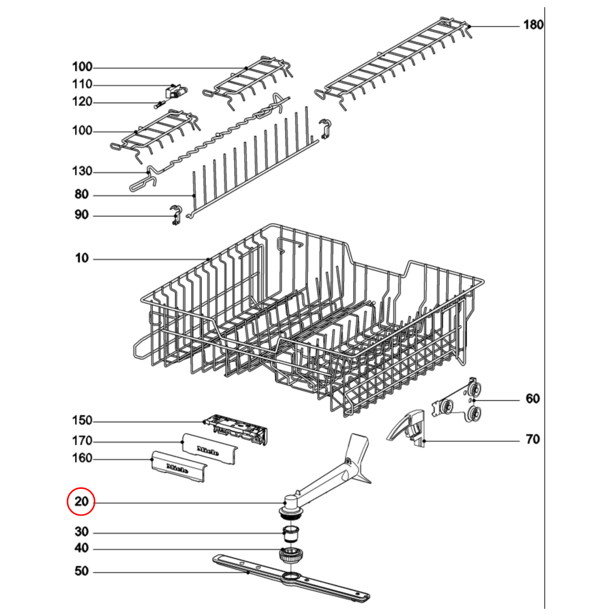 9360600 Miele Dishwasher Spray Arm Feed Pipe