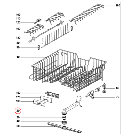 9360600 Miele Dishwasher Spray Arm Feed Pipe