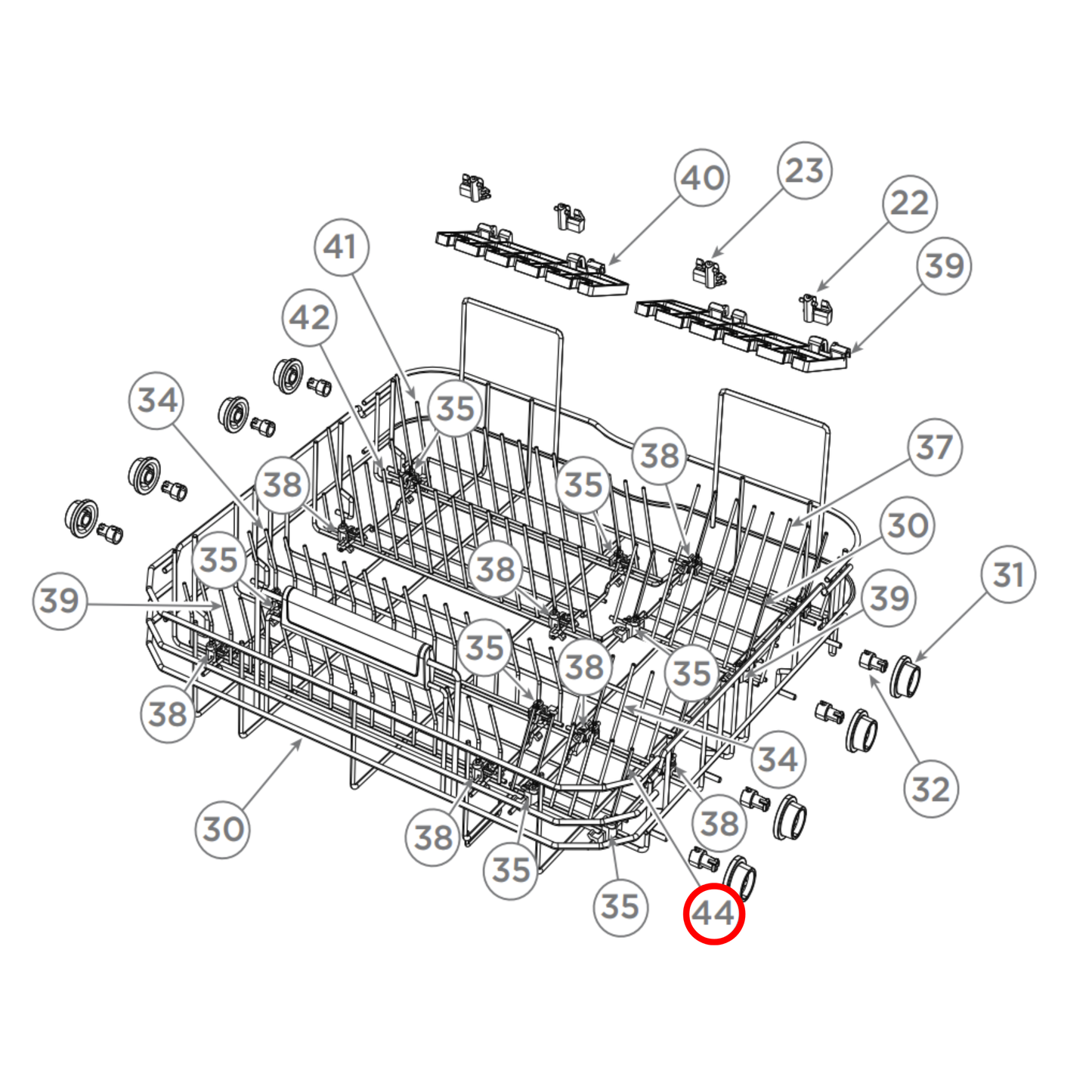 H0120803065 Fisher & Paykel Dishwasher Lower Basket Assembly - H0120101082E