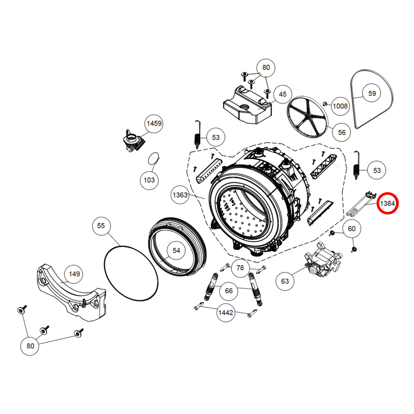 2882601600 Baumatic. Beko, Euromaid Washing Machine Imersion Element 1950W - 2863403000, WP101