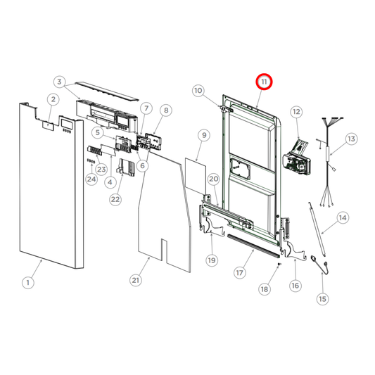 H0120805709 Fisher & Paykel Dishwasher Door Inner Panel Product Number DEPENDENT
