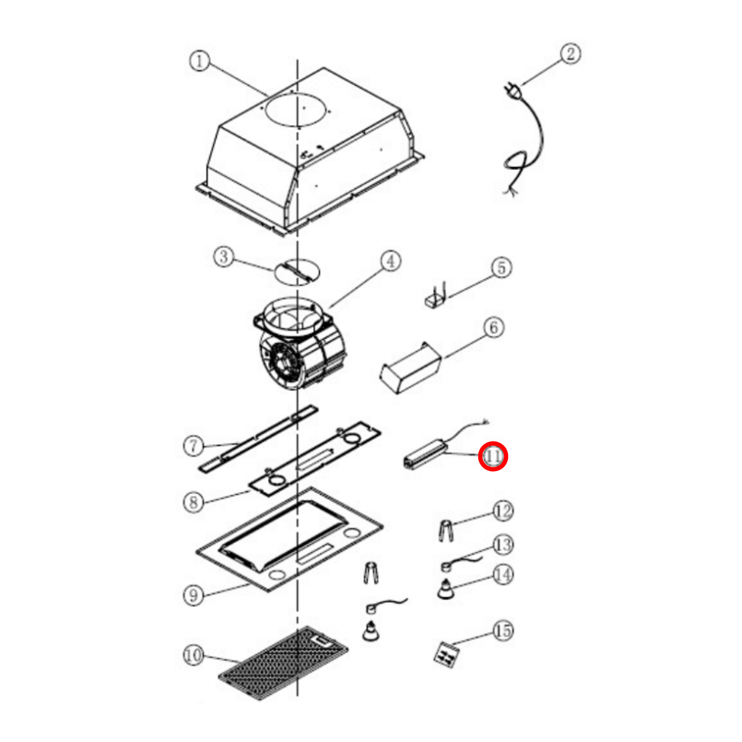 SYSS6008A15 Baumatic, Euromaid Rangehood Slide Switch Section