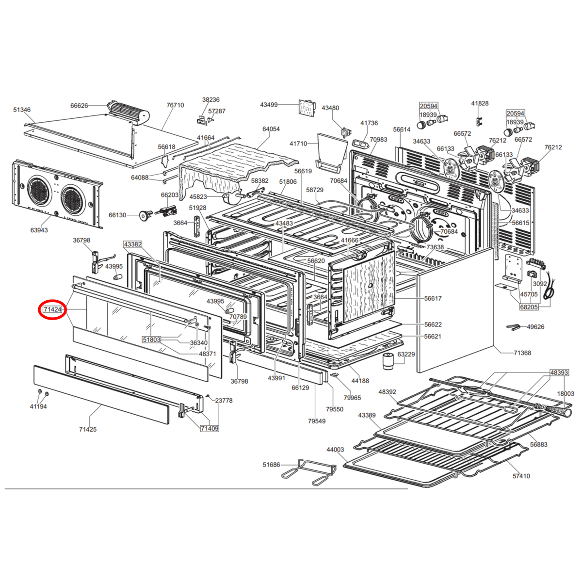 692531870 Smeg Oven Door Outer Glass Assembly - 692532753