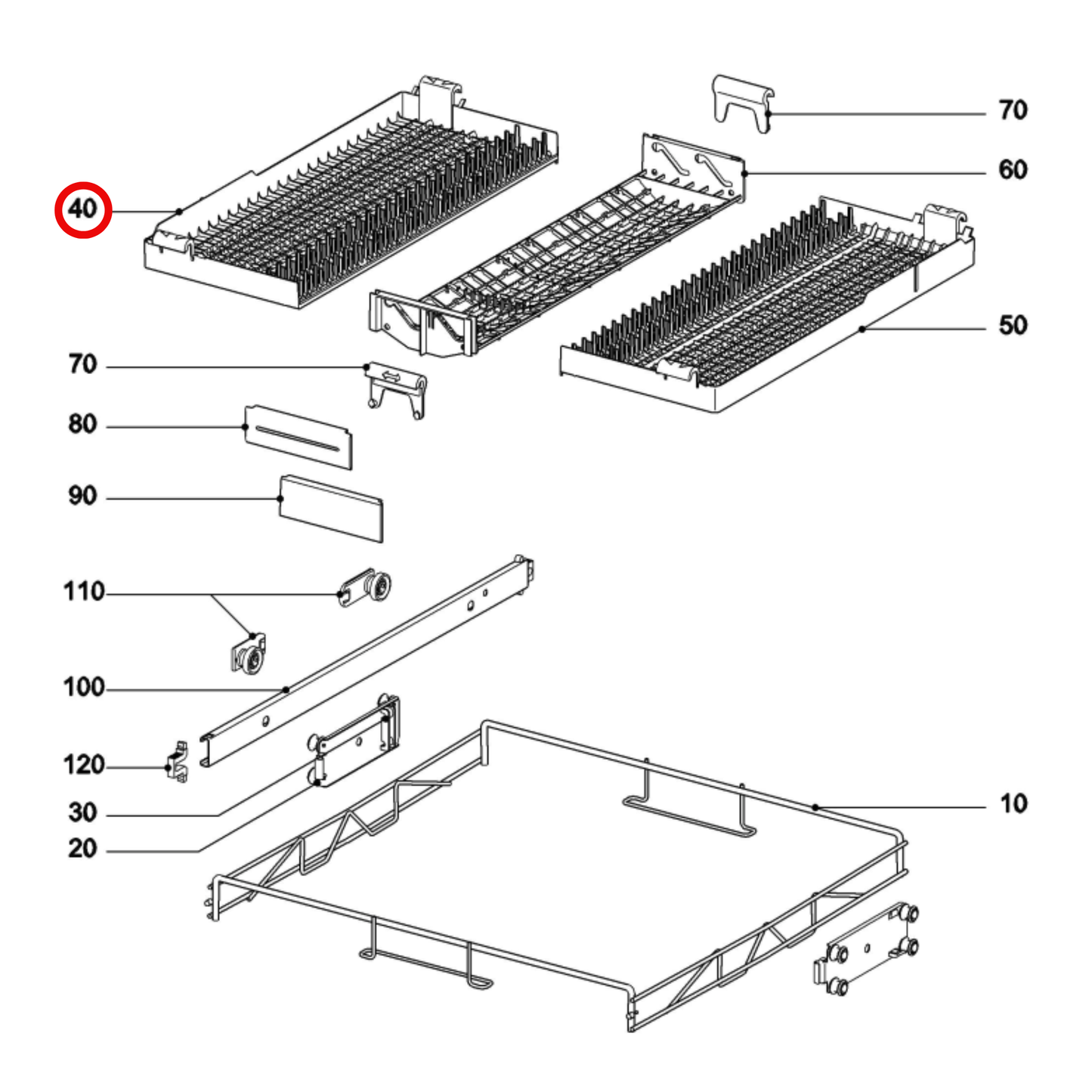 7686391 Miele Dishwasher Cutlery Insert Left - 7686390