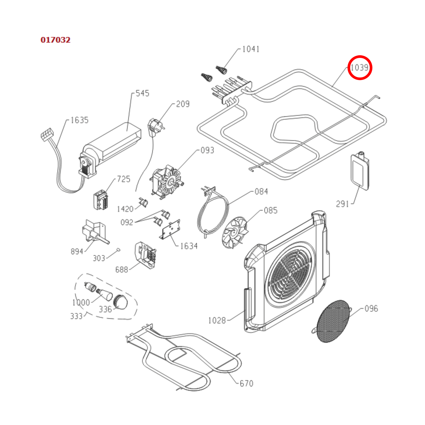 468141 Asko, Gorenje Oven Upper Heating Element 230V 2700W