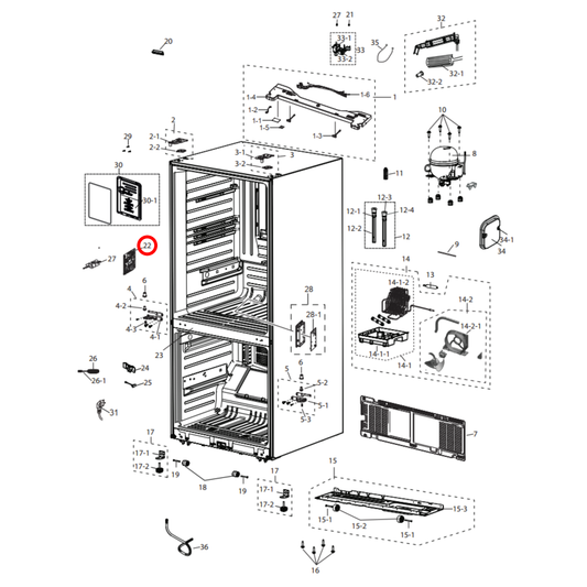 DA92-01364B Samsung Fridge Main PCB Control Unit