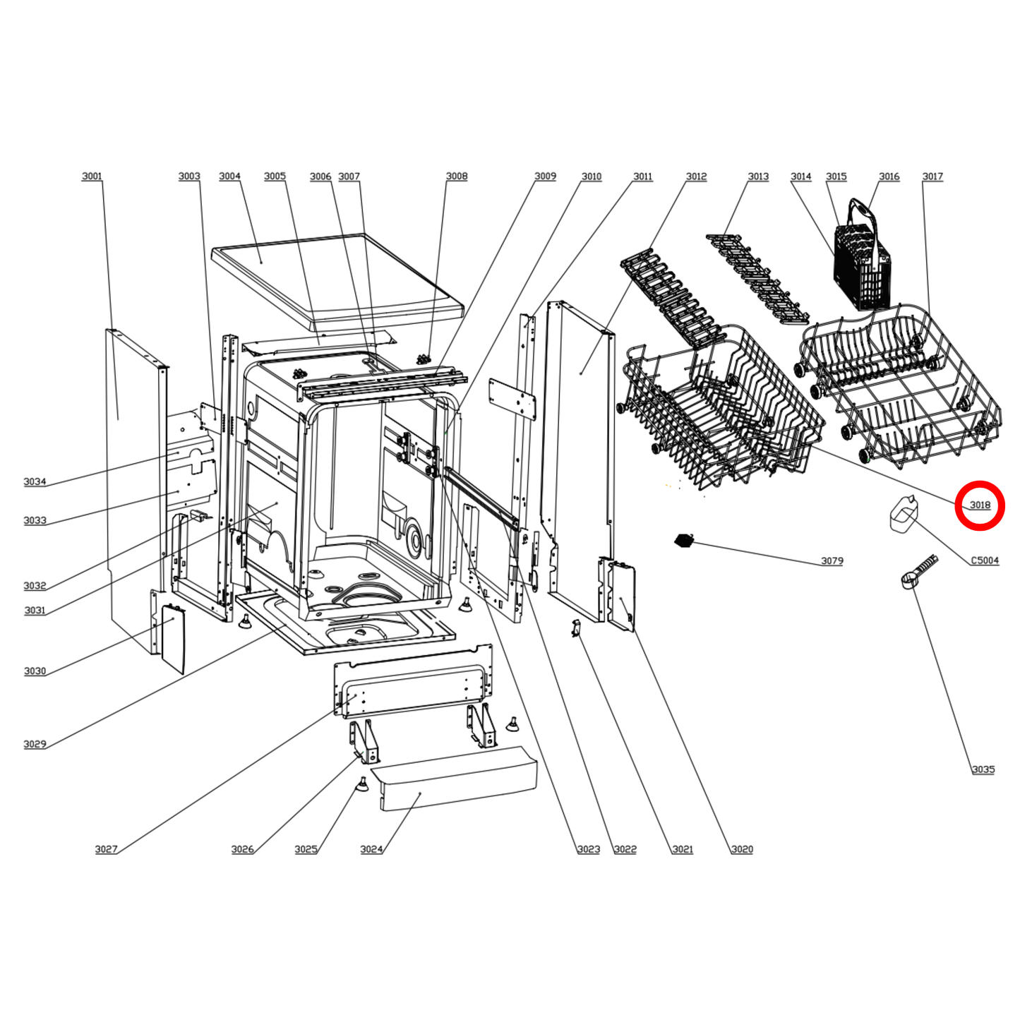 12976000015092 Euromaid, Technika Dishwasher Upper Rack - 672000800345