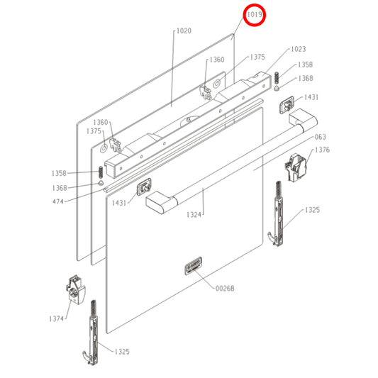 442010 Asko Oven Door Inner Glass