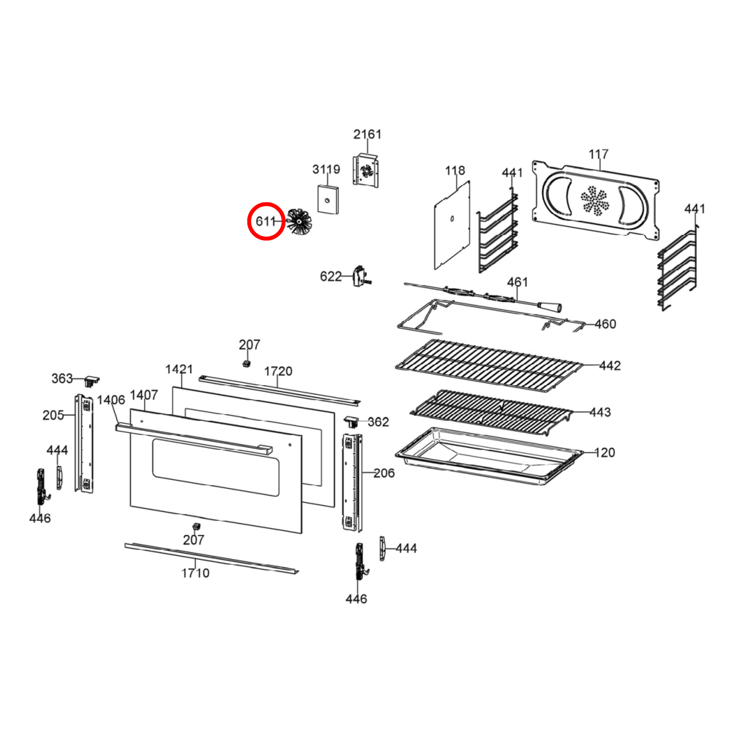 603044 Omega Oven Fan Motor Assembly