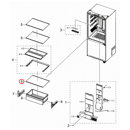 DA97-13167L Samsung Fridge Glass Shelf