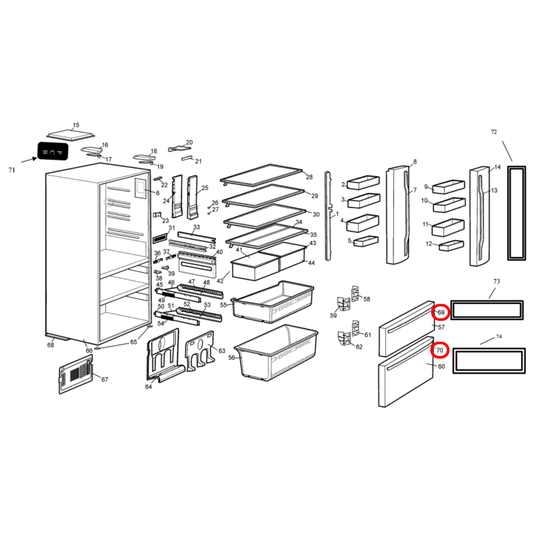 4055893020 Westinghouse Fridge Freezer Door Handle Assembly - 890105229