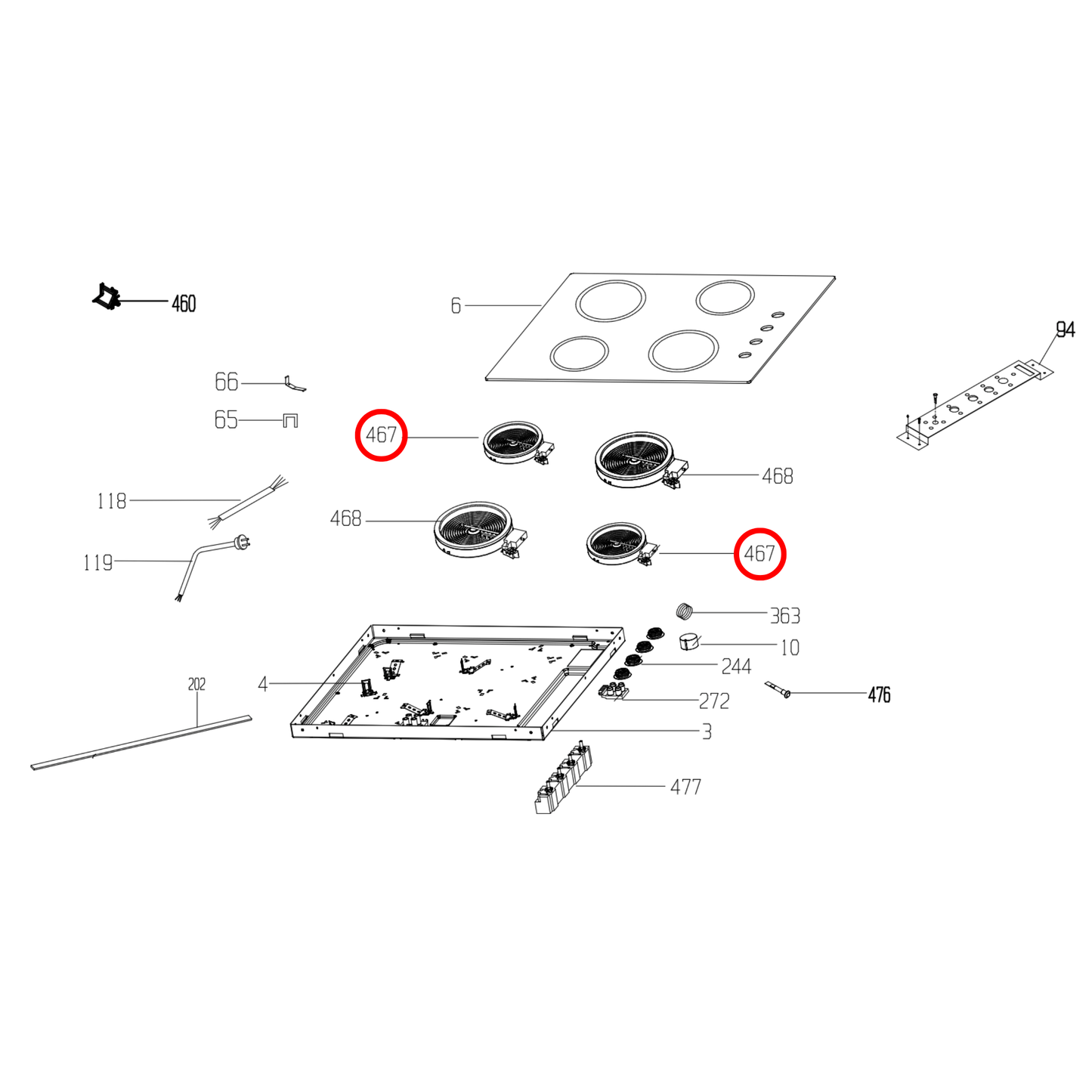 162926001 Beko, Baumatic, Euromaid Cooktop Hot Plate Element 1200W
