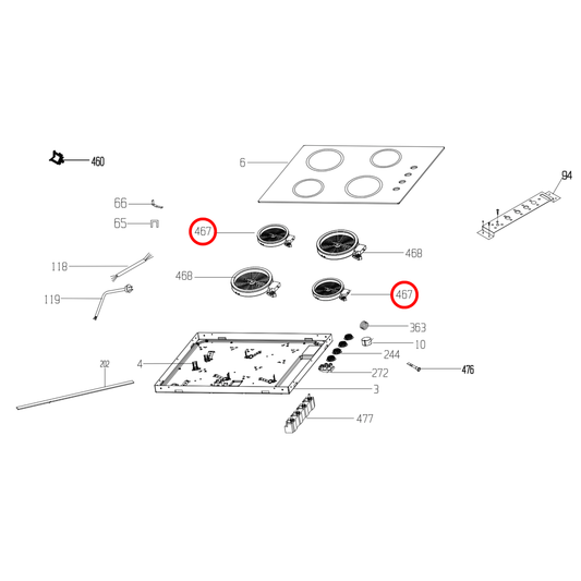 162926001 Beko, Baumatic, Euromaid Cooktop Hot Plate Element 1200W