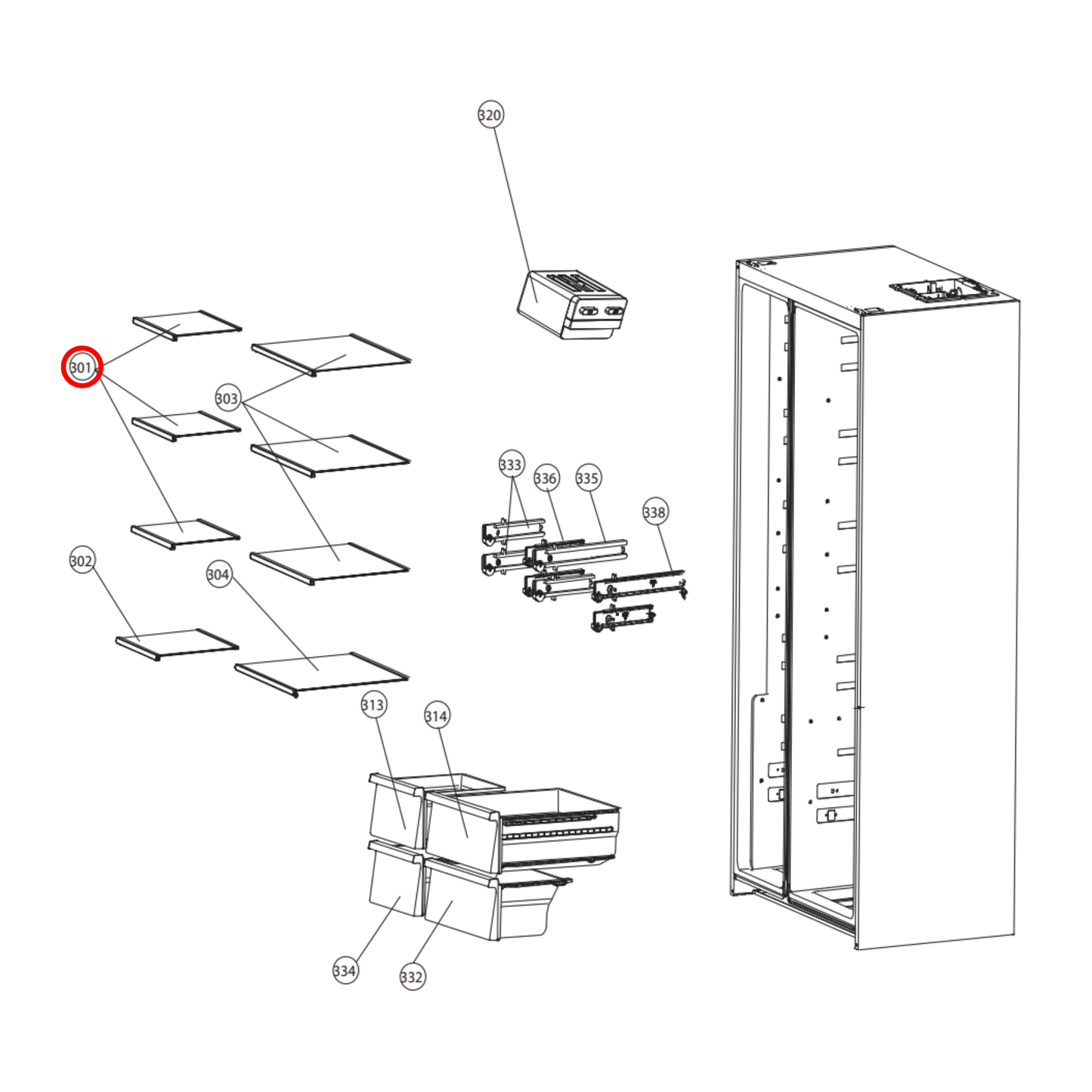 4056024385 Westinghouse Fridge Upper Glass Shelf For Freezer