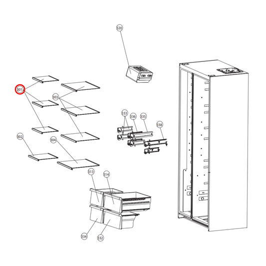 4056024385 Westinghouse Fridge Upper Glass Shelf For Freezer