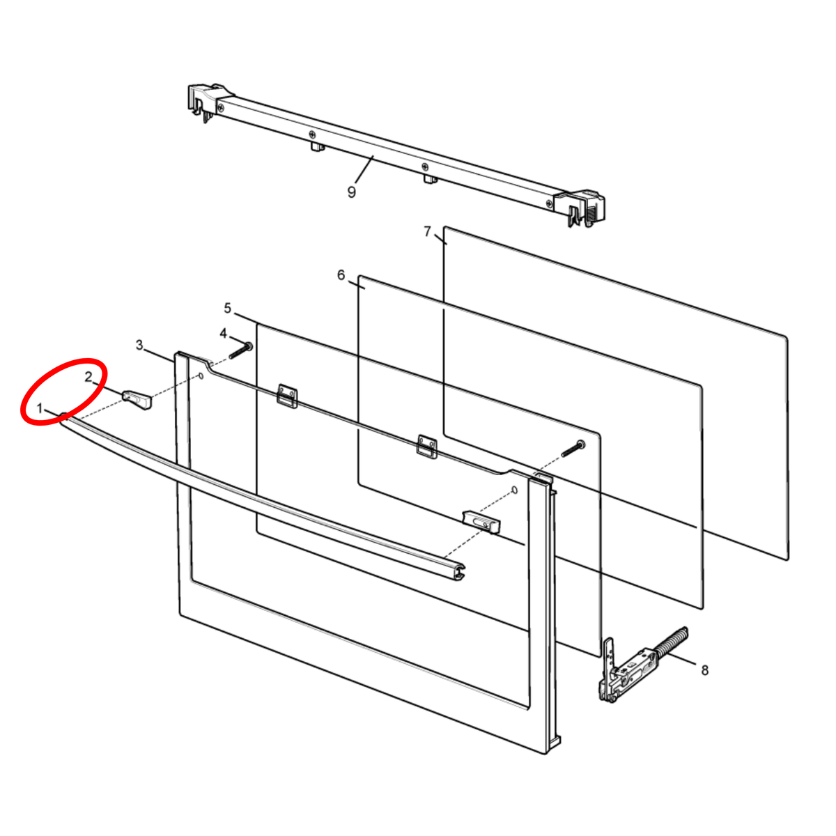 4056050125 Westinghouse Oven Door Handle Kit Including Spacer 140032271011