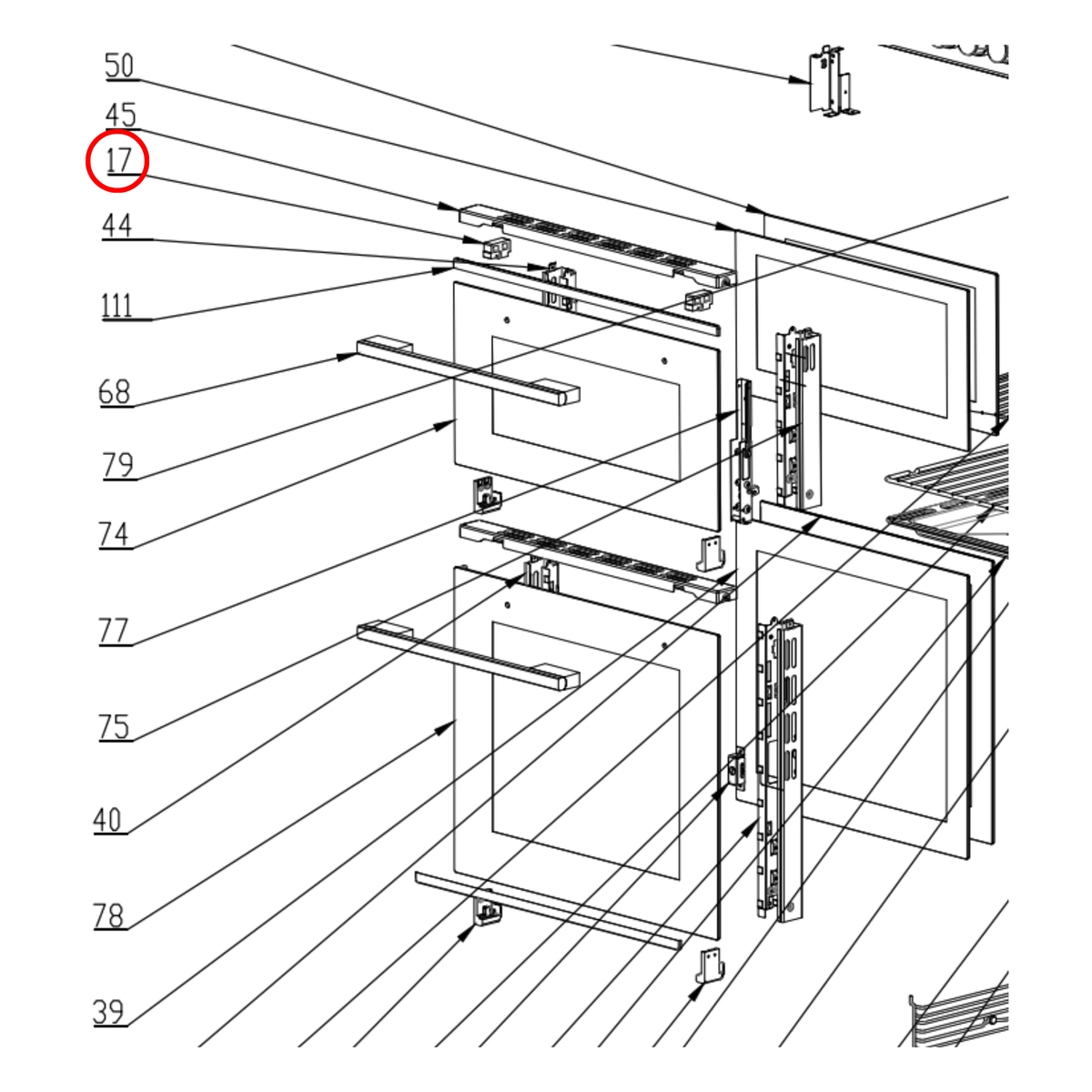 30201000006 Technika Oven Door Middle Glass Fixing Block