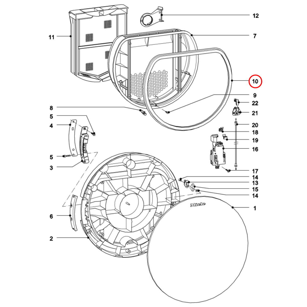 5252913 Miele Dryer Door Cap Seal