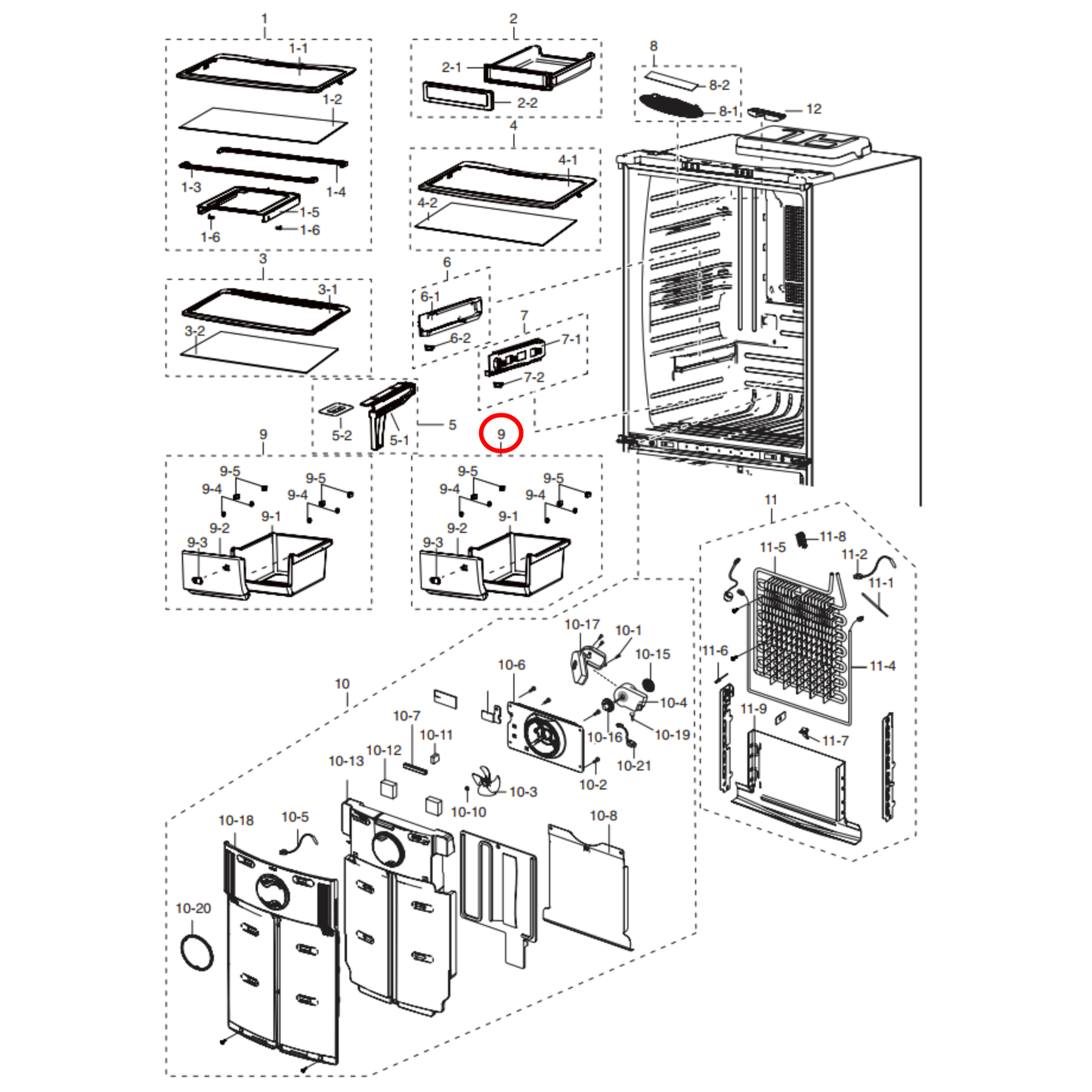 DA97-11620B Samsung Fridge Crisper Drawer