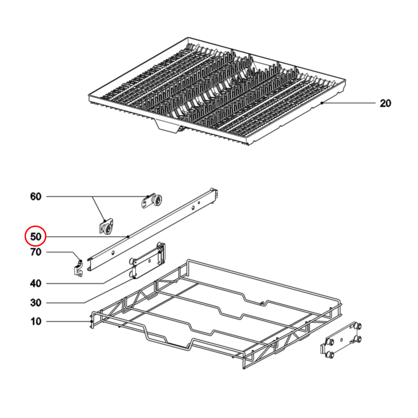 2154395 Miele Dishwasher Basket Guide - 2154393