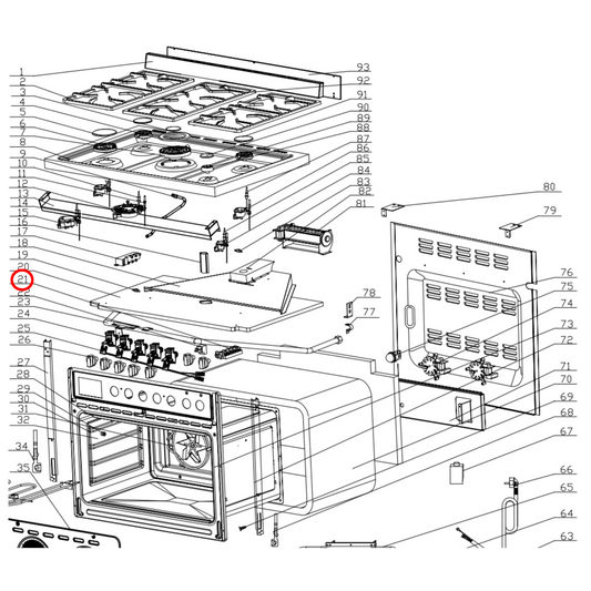30100500031 Euromaid, Technika Oven Selector Switch 8 Positions - SE988, PA210032013