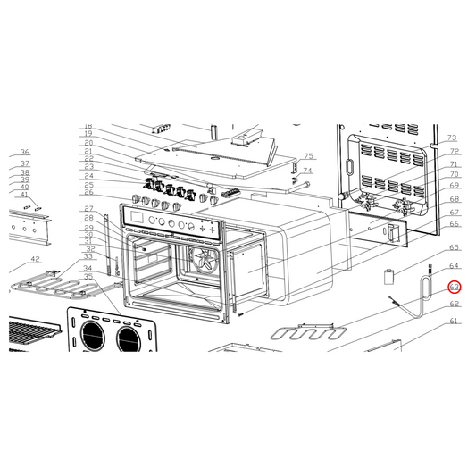 30101200062 Euromaid, Technika Oven Bottom Heating Element 1800W - PA210008000