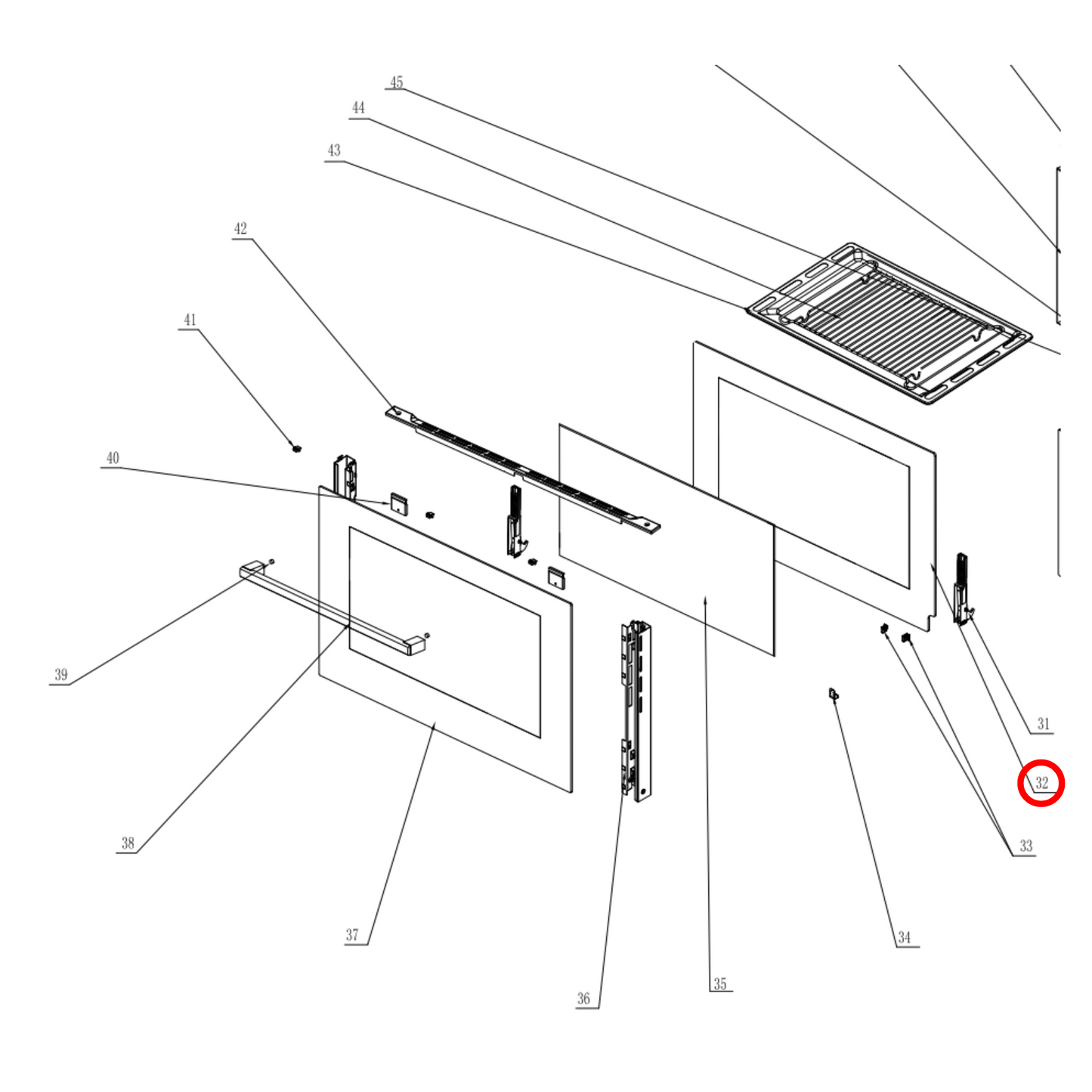 30500400050 Baumatic, Technika Oven Door Inner Glass