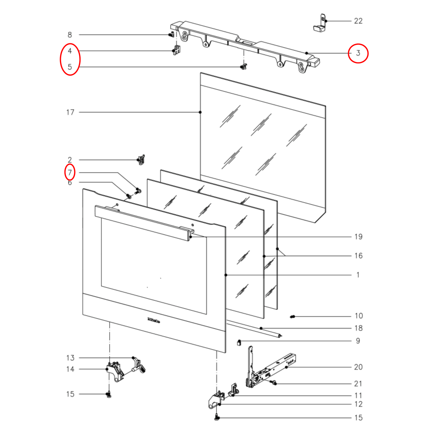 10877201 Miele Oven Cover Strip By BK KD - 9508540