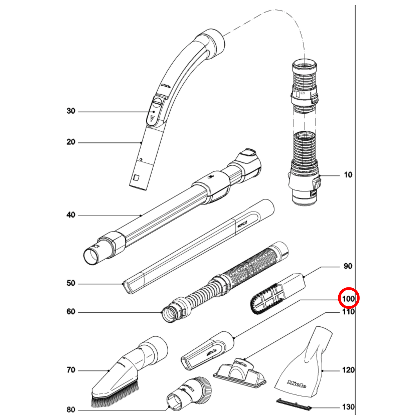 9442631 Miele Vacuum Cleaner Crevice Nozzle - 9442630