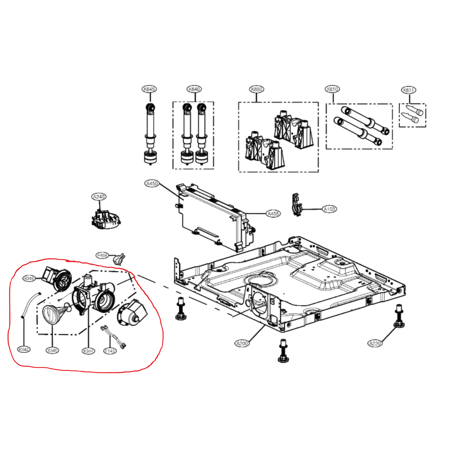 5859ER1002M LG Washing Machine Drain Pump Assembly