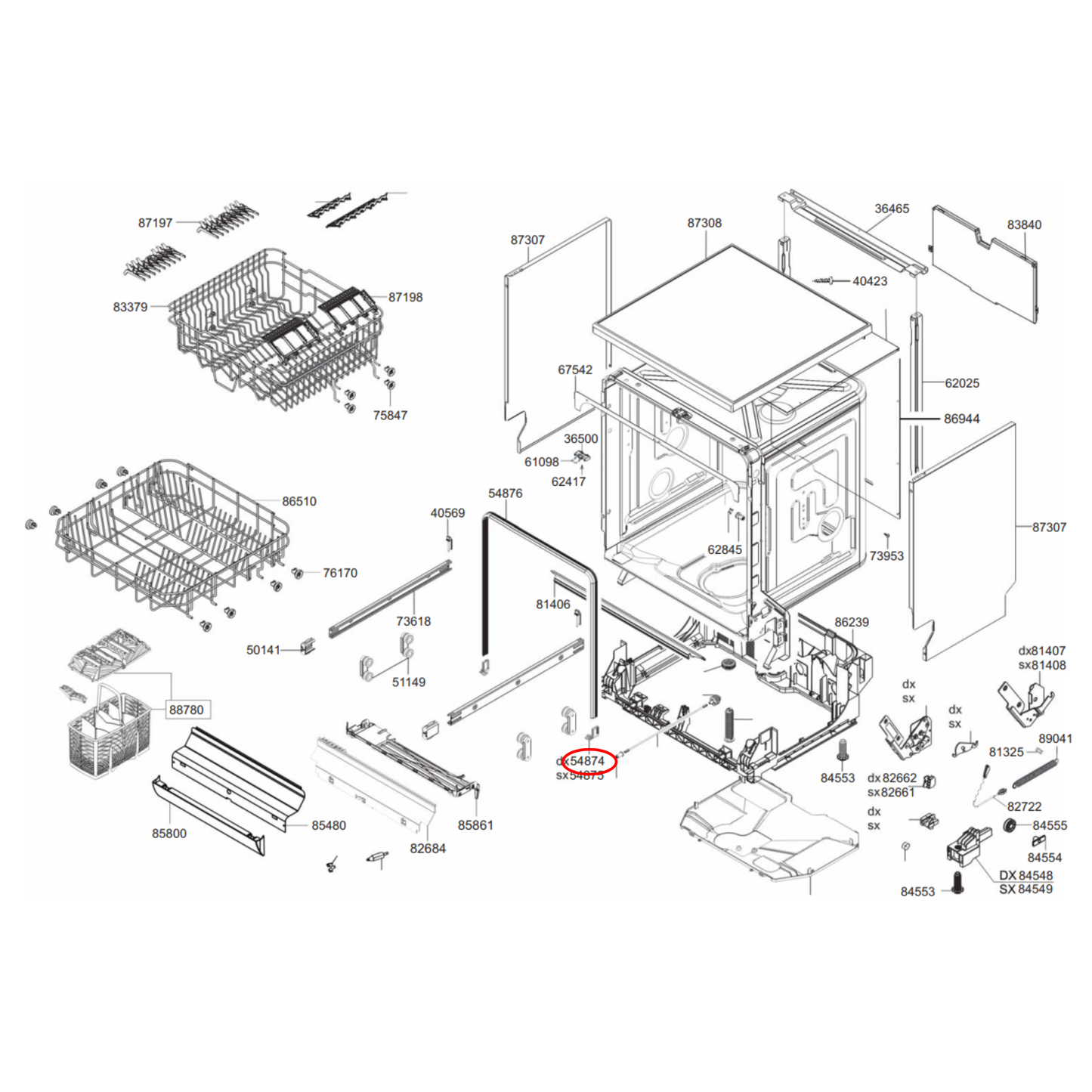 766330873 Smeg Dishwasher Door Seal Lower Right Hand Splashguard