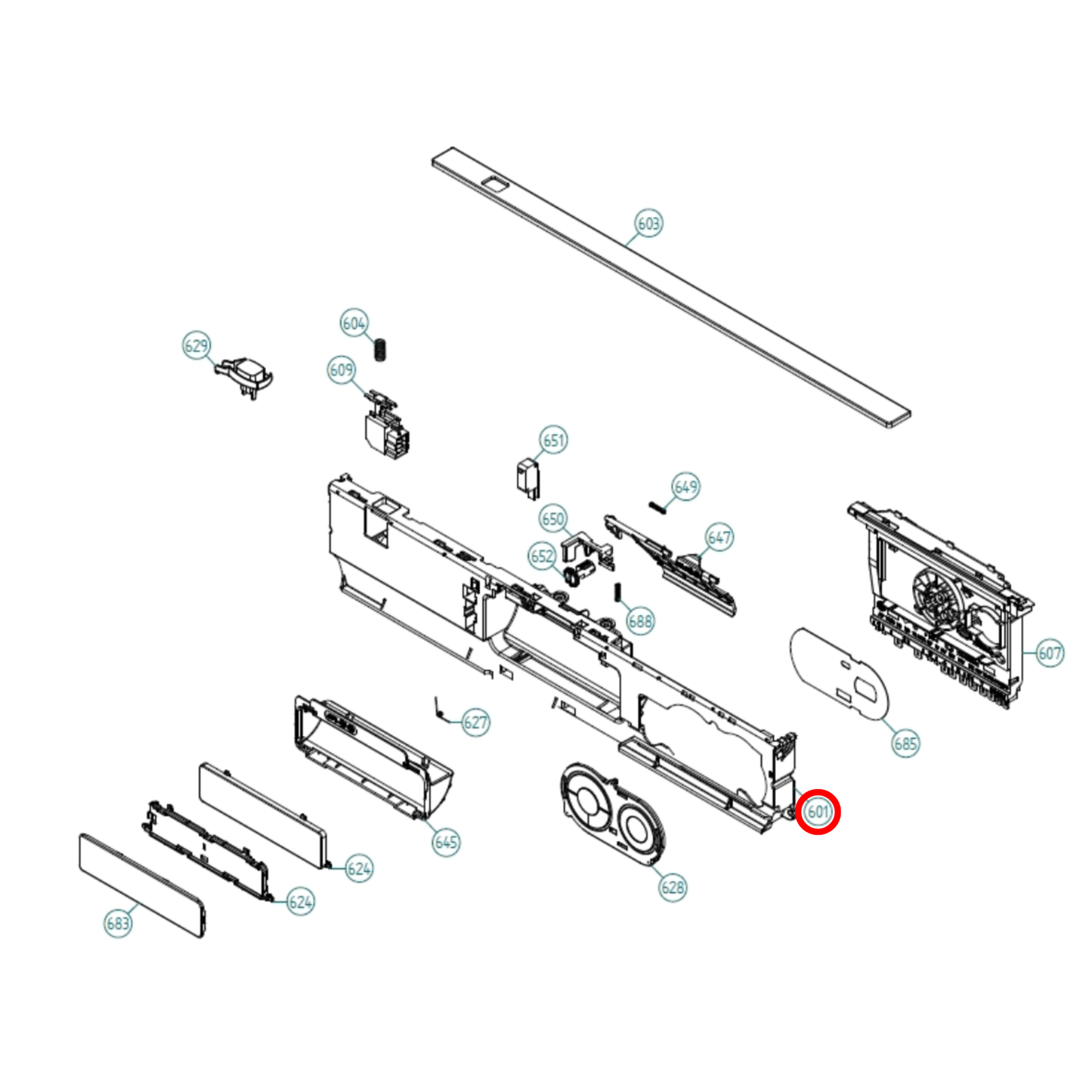 700520 Asko Dishwasher Front Control Panel