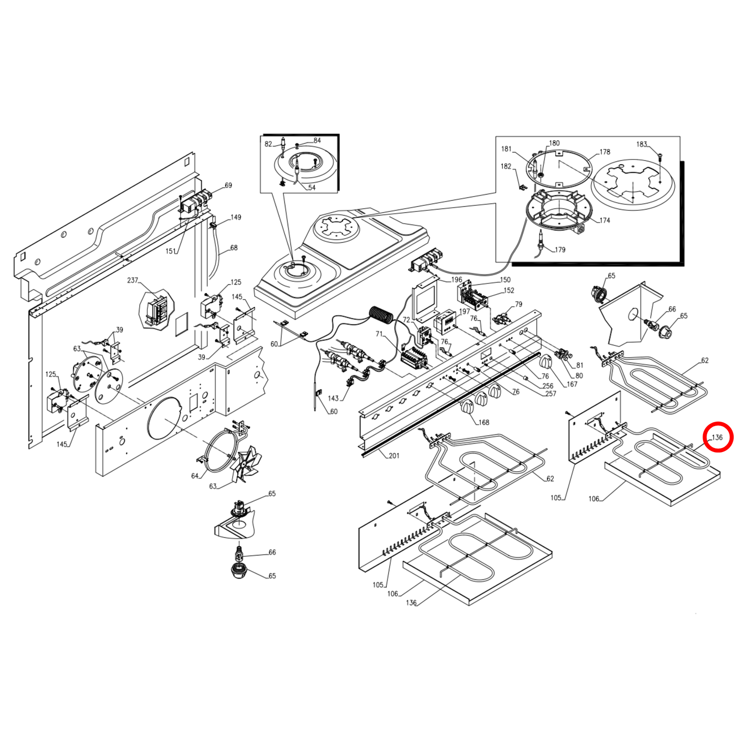 03010603 Baumatic, Lofra Oven Lower Heating Element