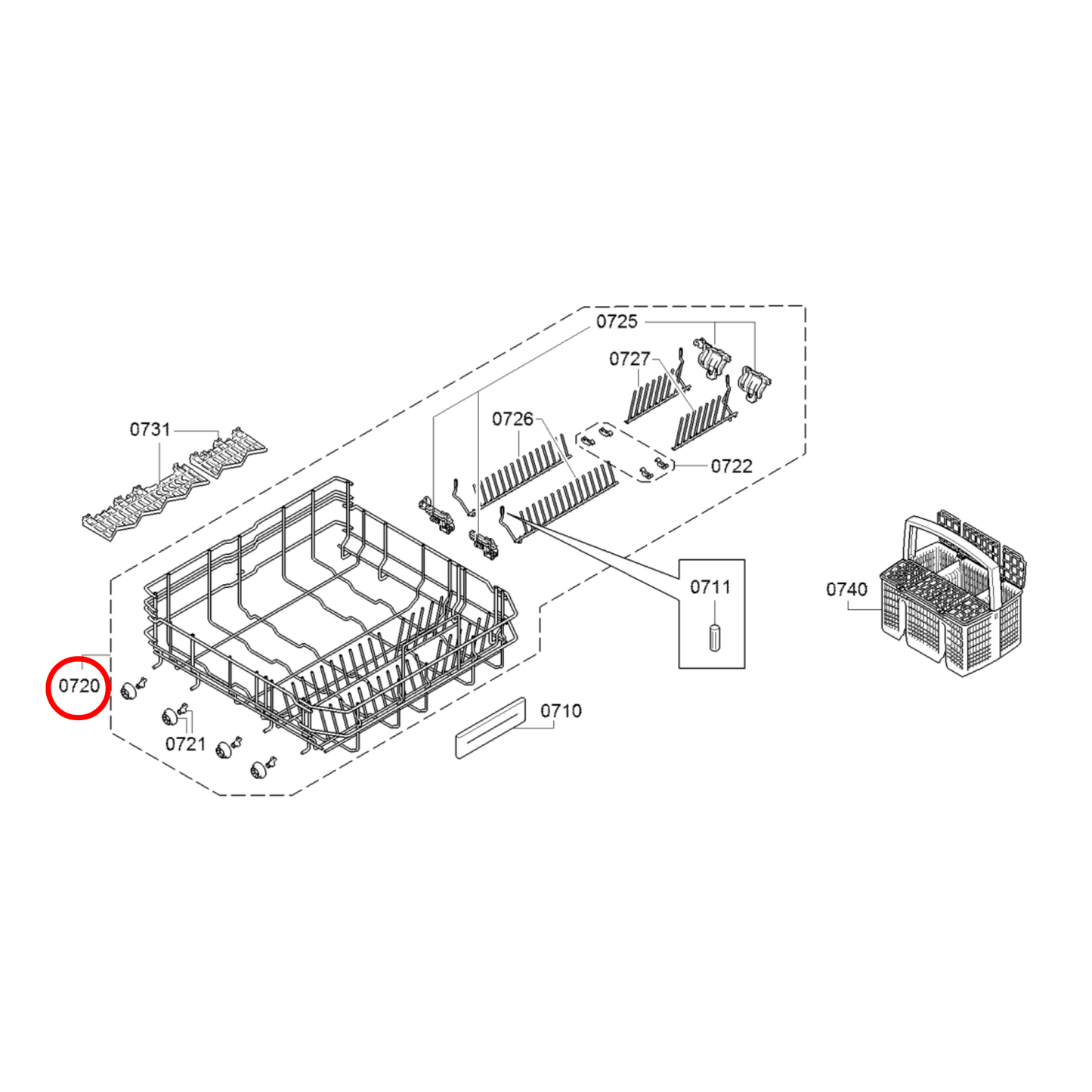 20003111 Bosch, Siemens Dishwasher Lower Basket
