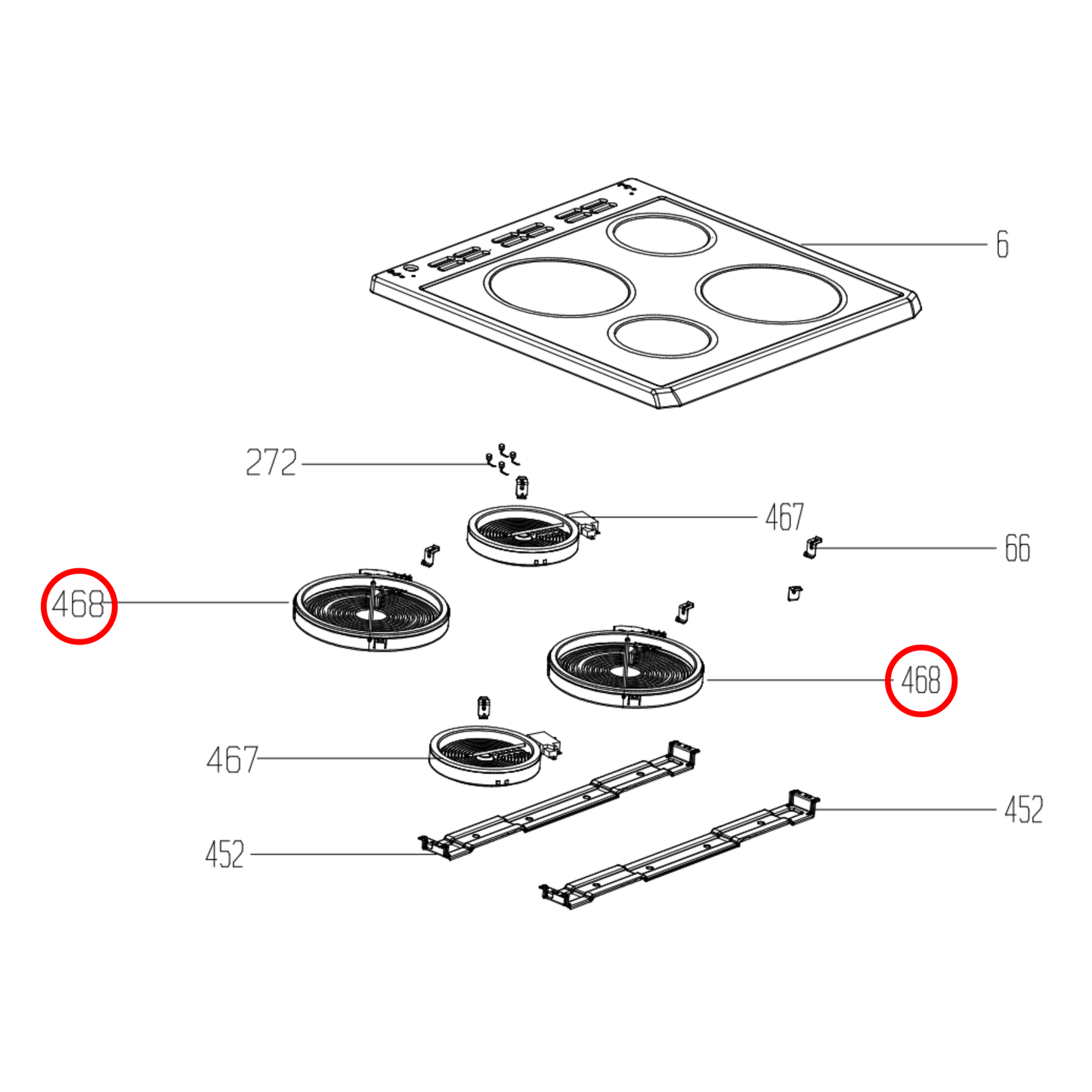 162926002 Euromaid Cooktop Hot Plate Element 1700W 180MM - 162926060