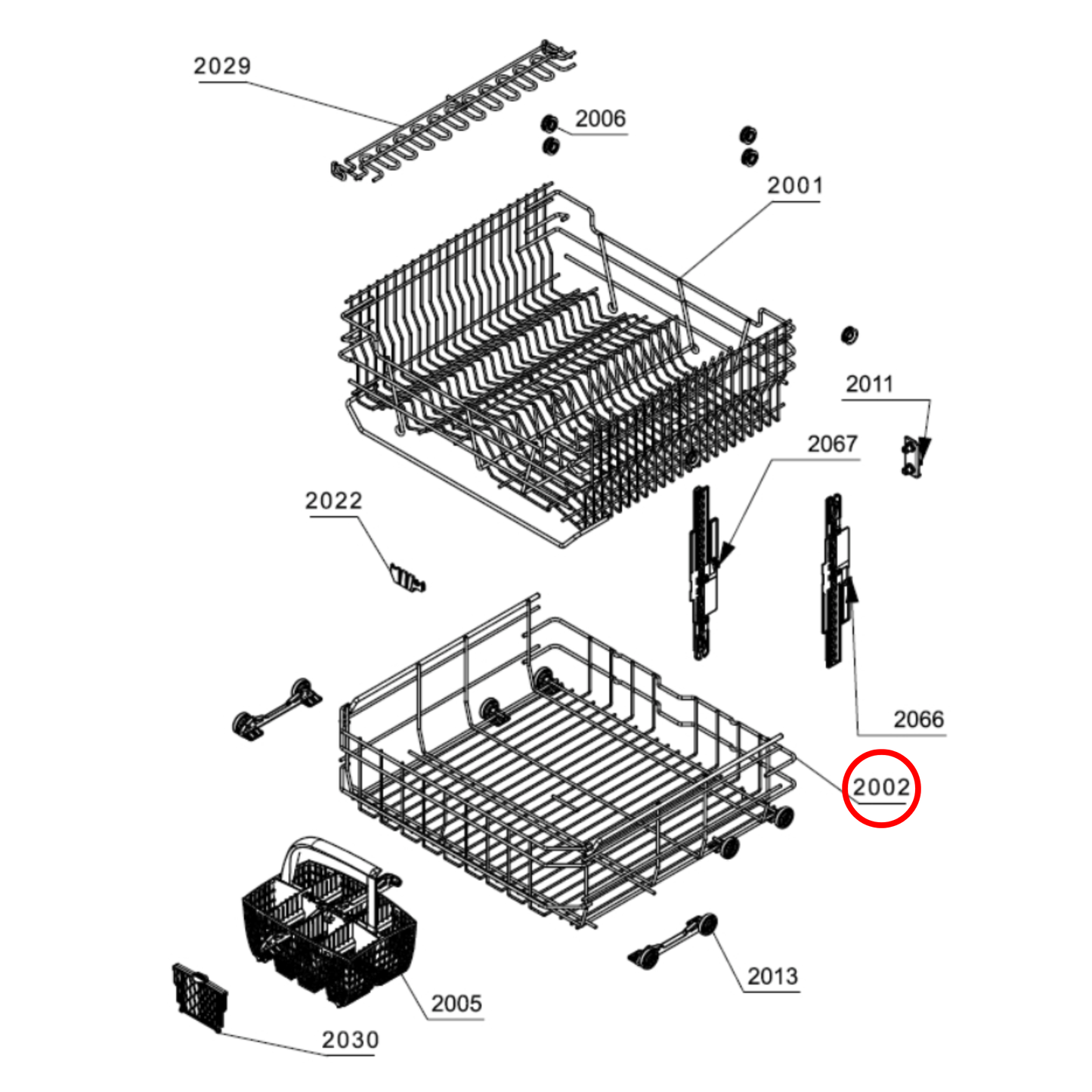 882303 Asko Dishwasher Lower Basket Assembly