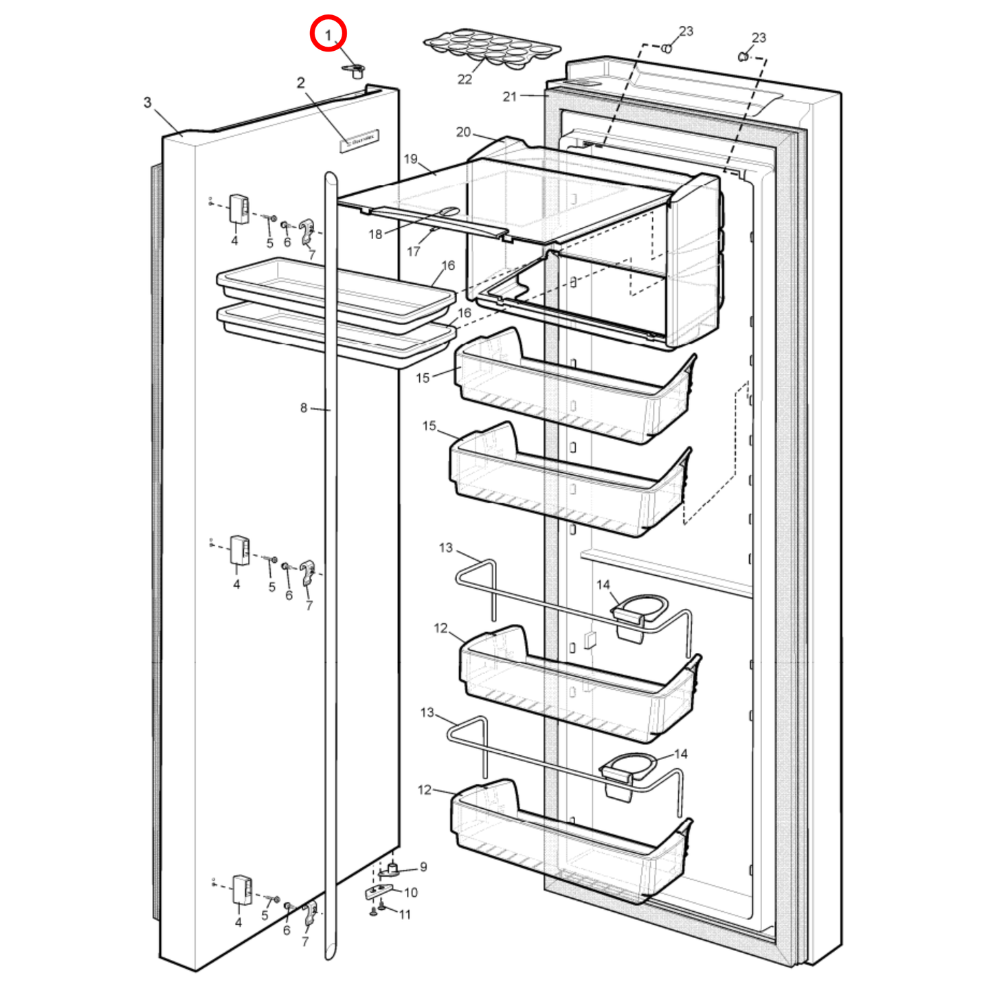 50296482008 Electrolux, Westinghouse Fridge Thimble Cam Closed - 1443579
