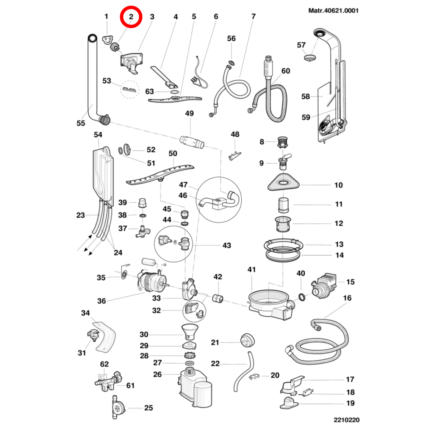 C00144315 Ariston, Indesit Dishwasher Upper Spray Arm Ring Nut - 482000022981