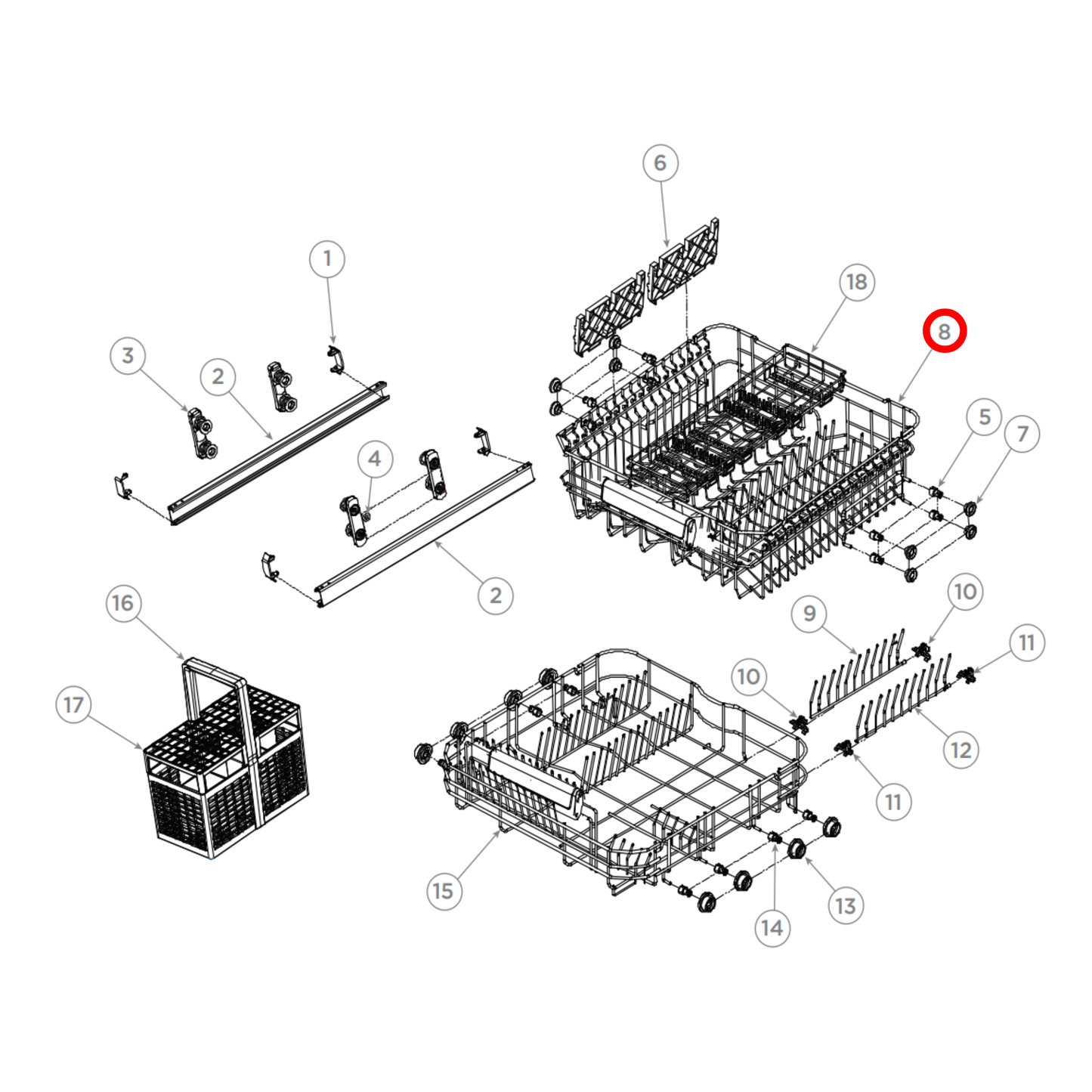 H0120800697F Fisher & Paykel Dishwasher Upper Rack