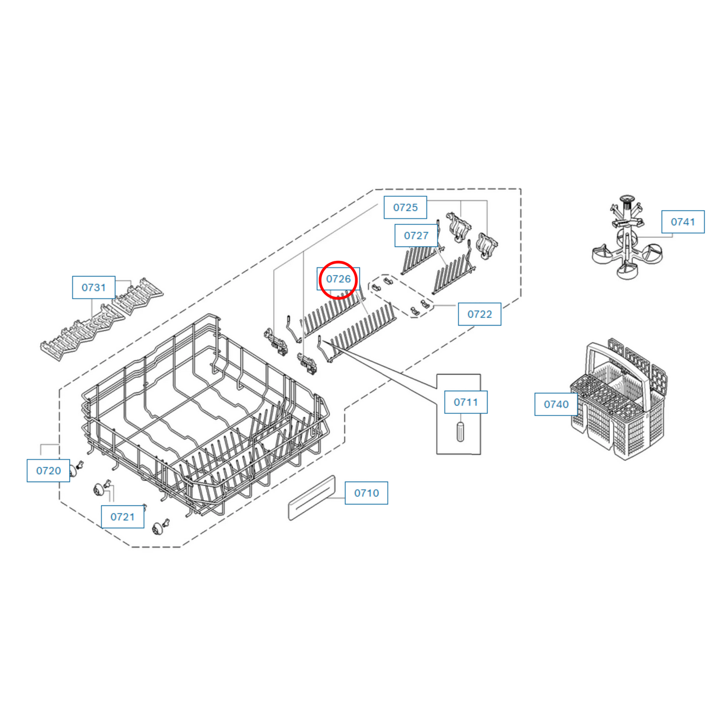 12012249 Bosch Dishwasher Lower Rack Crock Insert