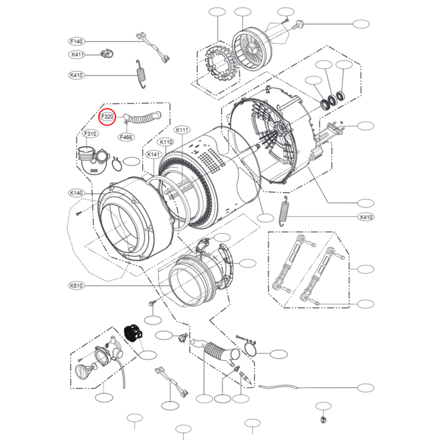 4738EN3002A LG Washing Machine Dispenser To Tub Hose